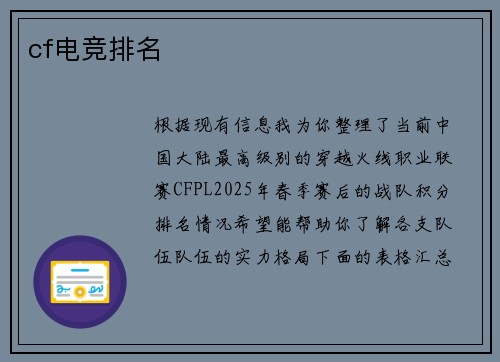 cf电竞排名